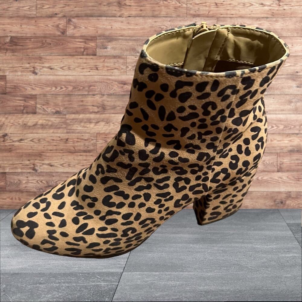 Bar 111 Women’s Gatlin Fabric Leopard Animal Print Ankle Boots Booties Size 6.5M